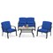 Costway 4 PCS Patio Furniture Set Outdoor Conversation Sofa Tempered Glass Coffee Table Navy/Grey
